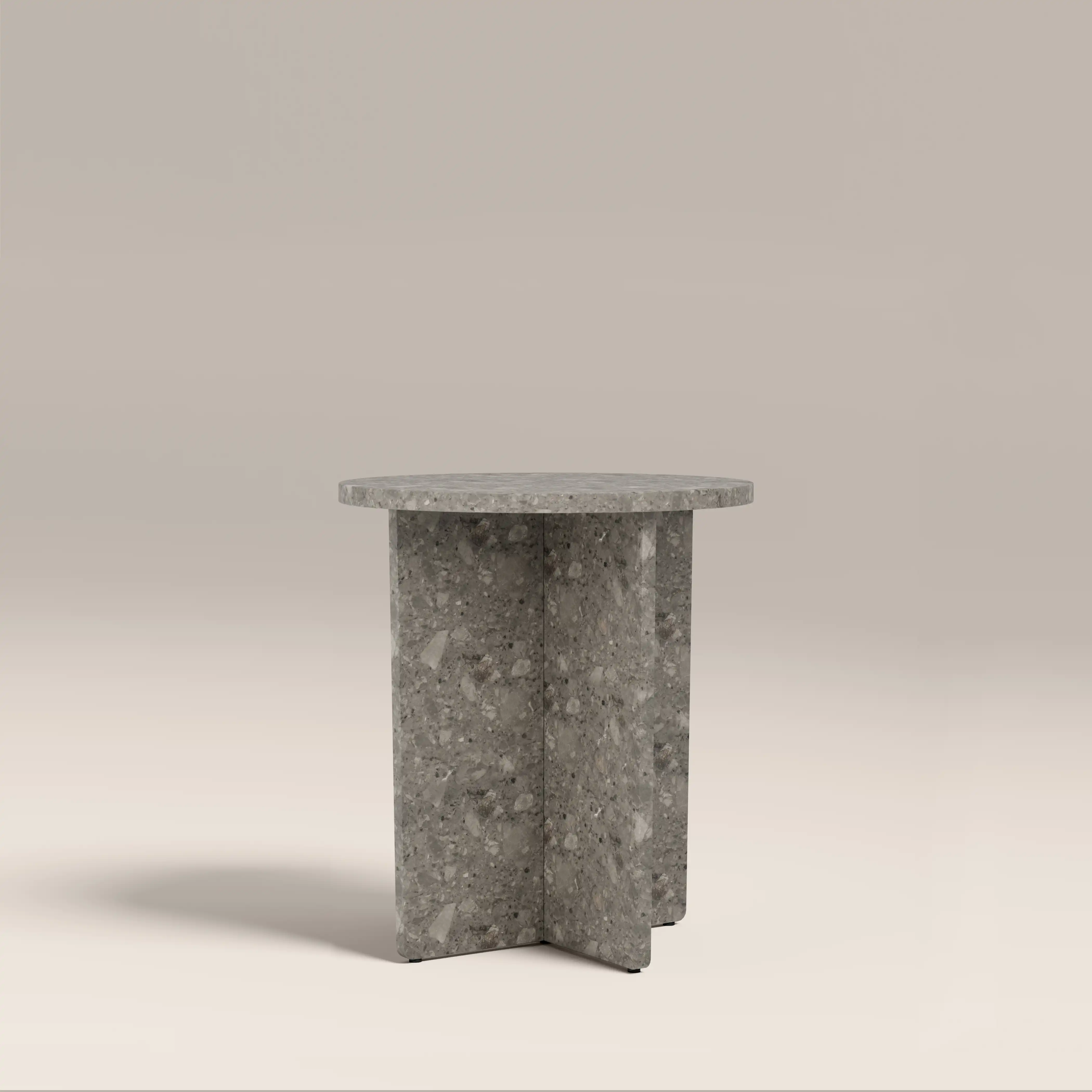 Wedge Round Side Table | Cloud Grey Riverstone Marble