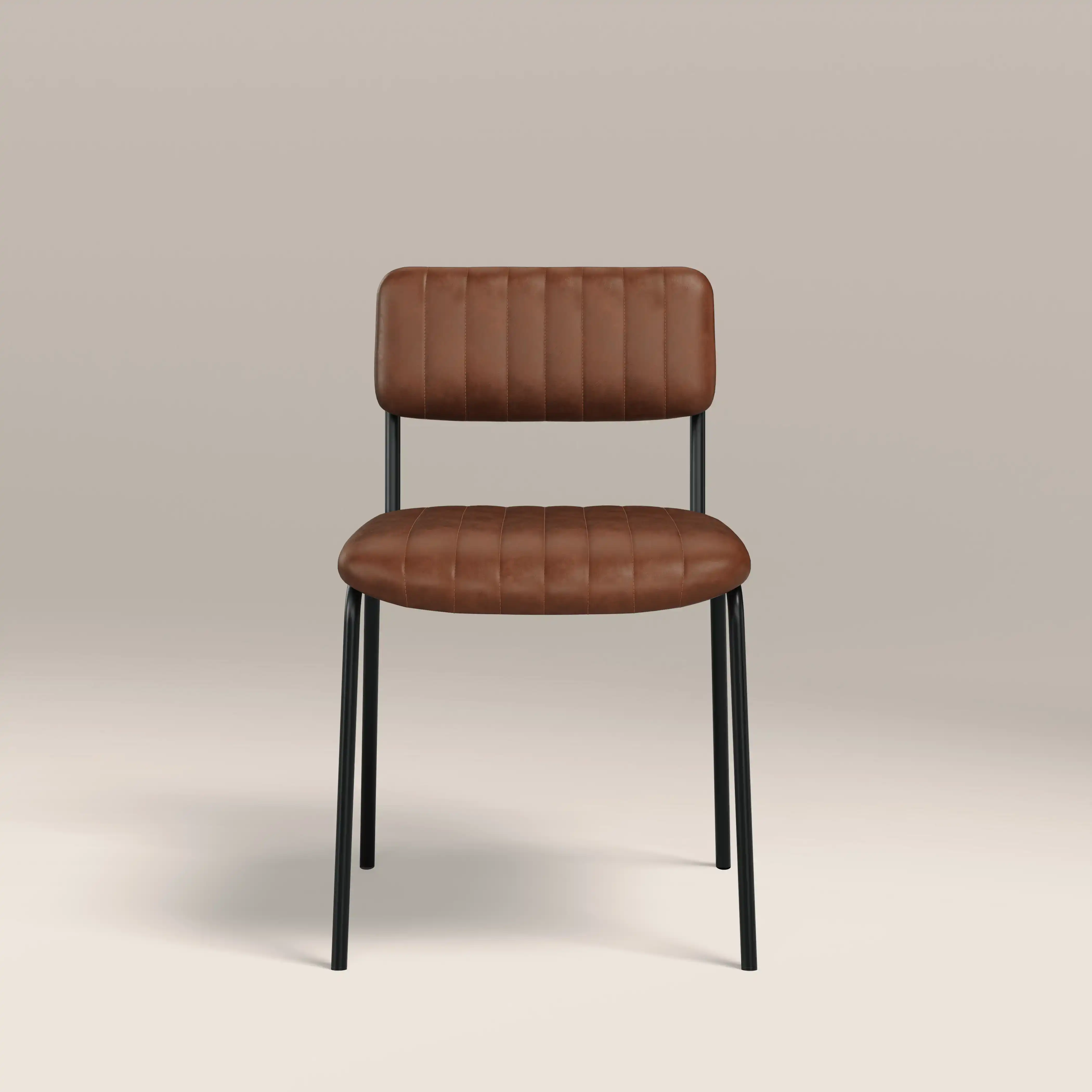 Weston Stackable Dining Chair | Vintage Tan Faux Leather & Black - Image 5