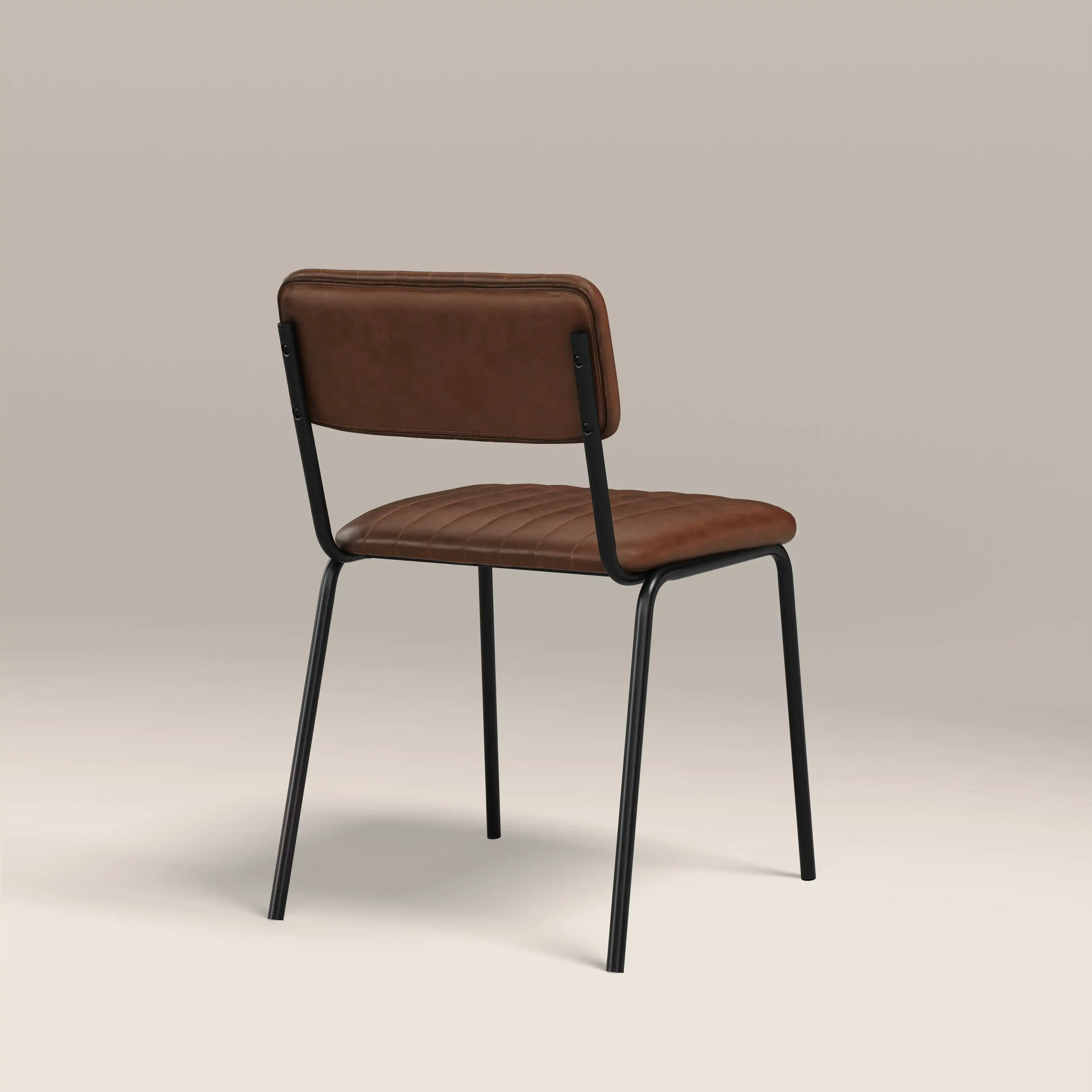 Weston Stackable Dining Chair | Vintage Tan Faux Leather & Black - Image 7