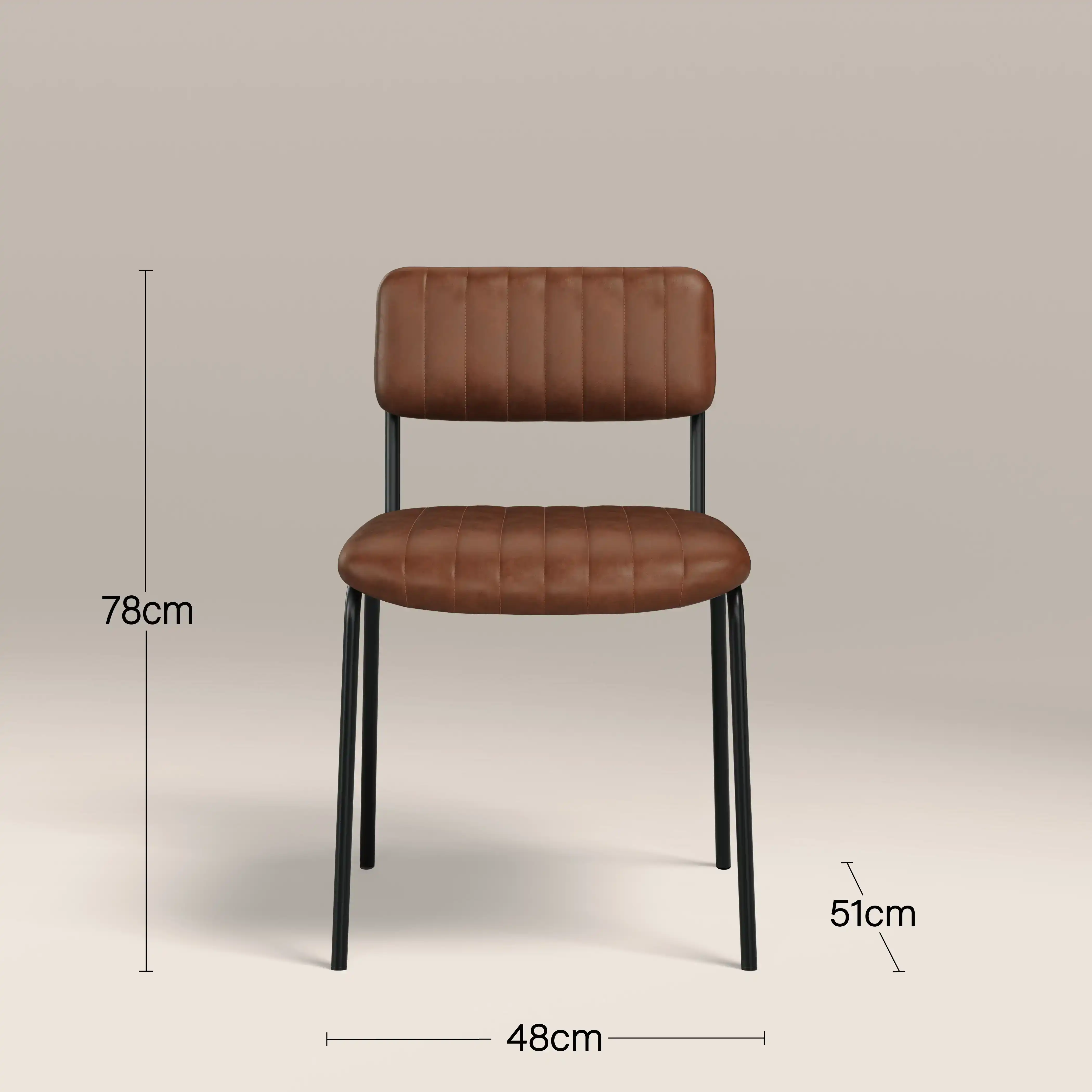 Weston Stackable Dining Chair | Vintage Tan Faux Leather & Black - Image 9