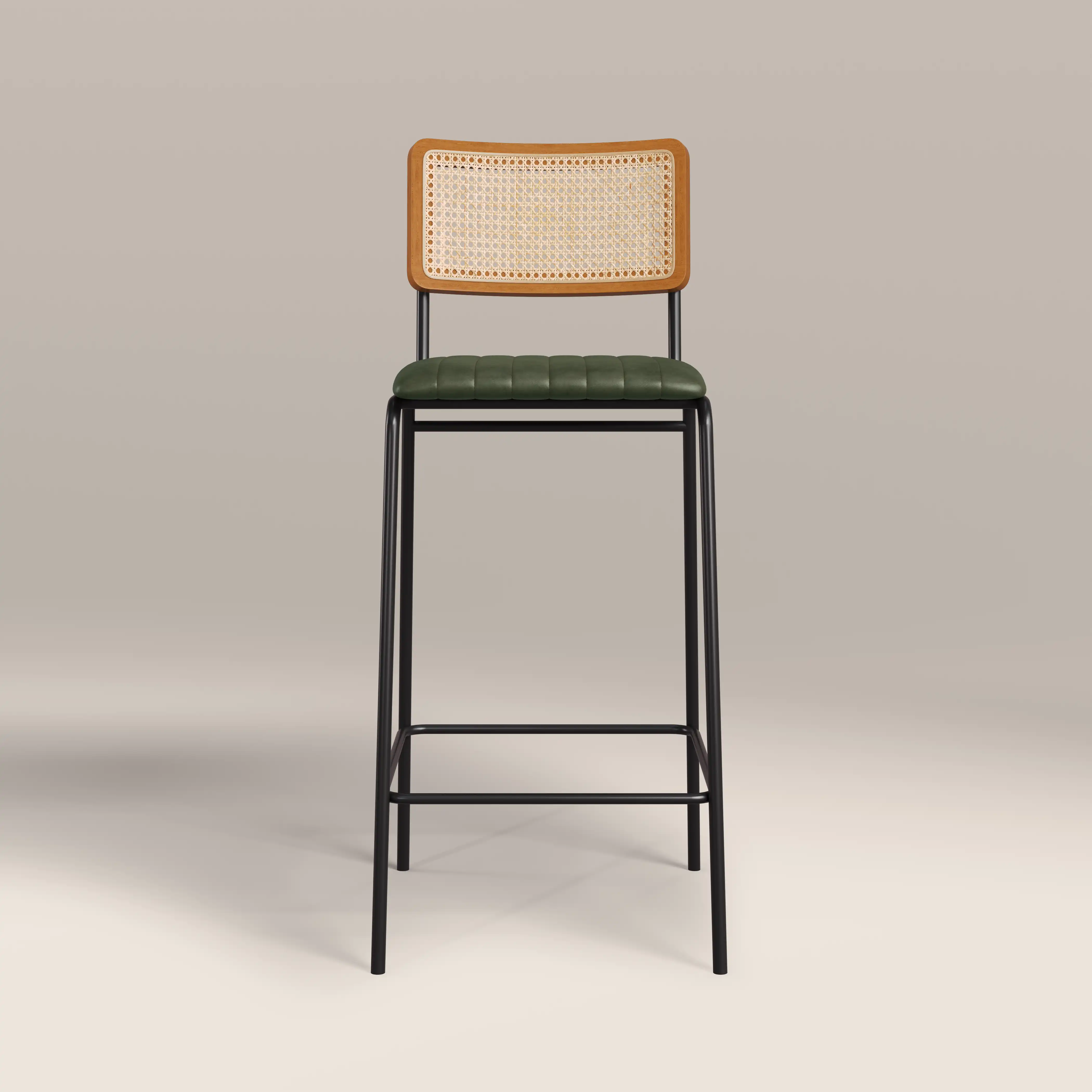 Willis Bar Stool | Vintage Green Faux Leather & Black - Image 4