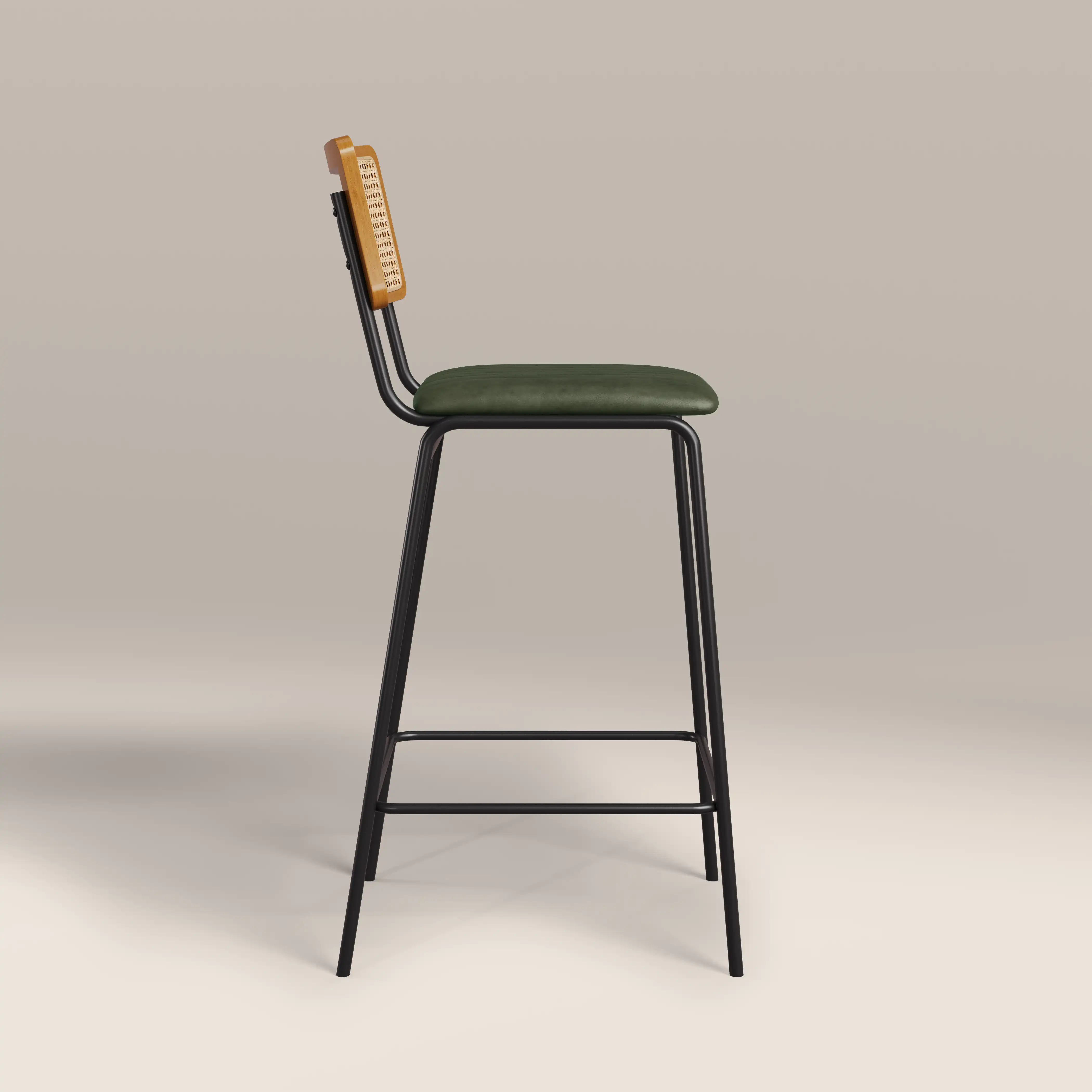 Willis Bar Stool | Vintage Green Faux Leather & Black - Image 5
