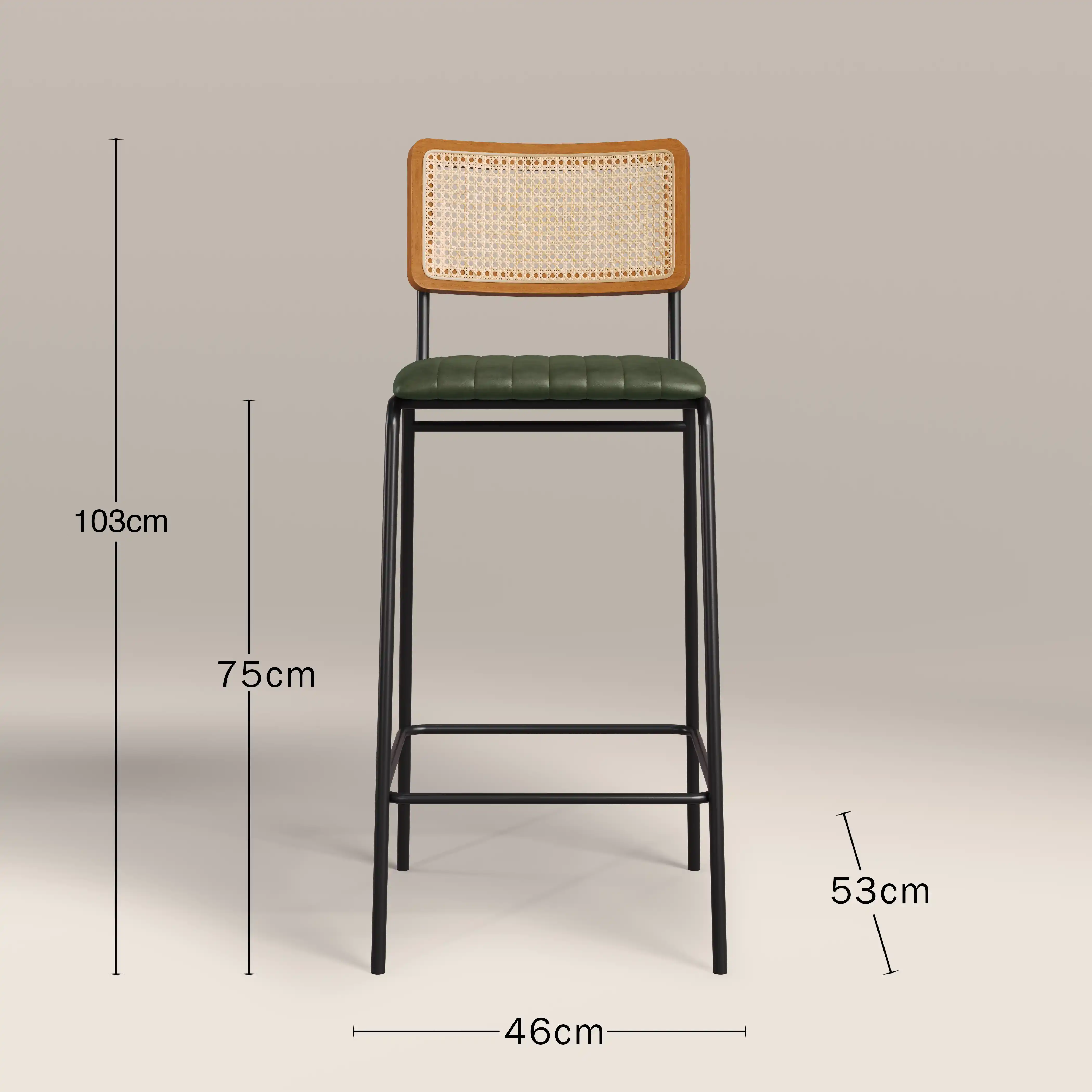 Willis Bar Stool | Vintage Green Faux Leather & Black - Image 8