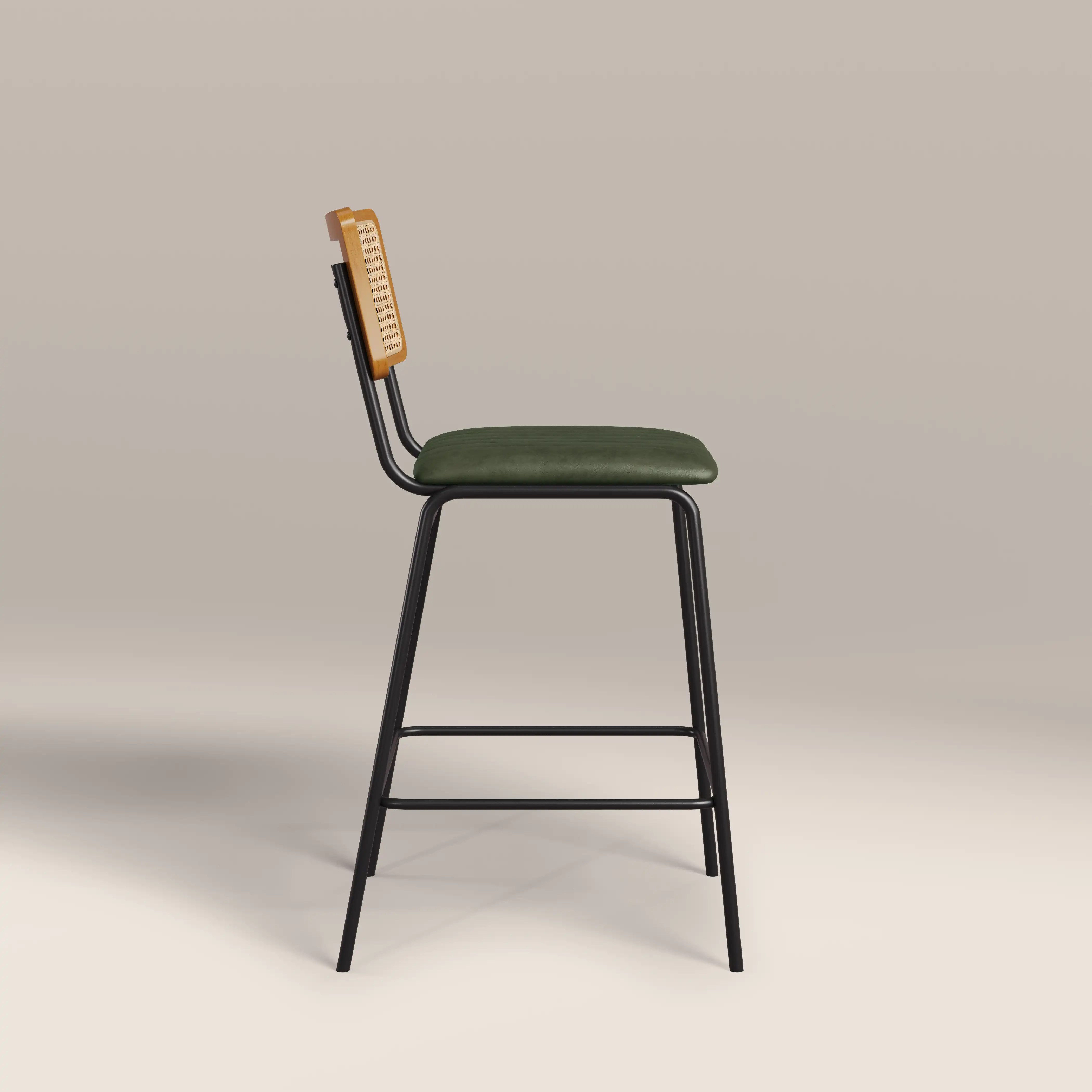 Willis Kitchen Stool | Vintage Green Faux Leather & Black - Image 4