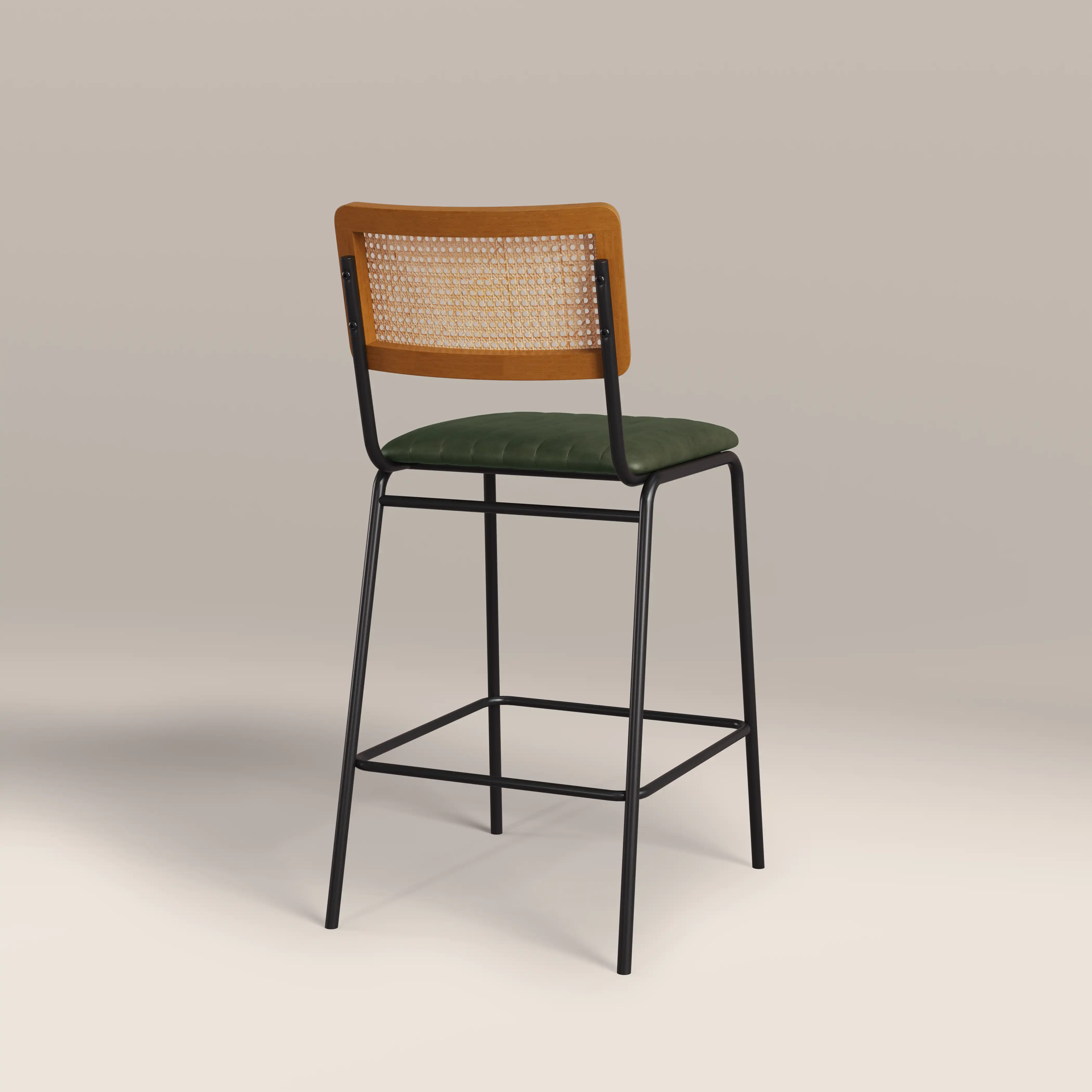 Willis Kitchen Stool | Vintage Green Faux Leather & Black - Image 5