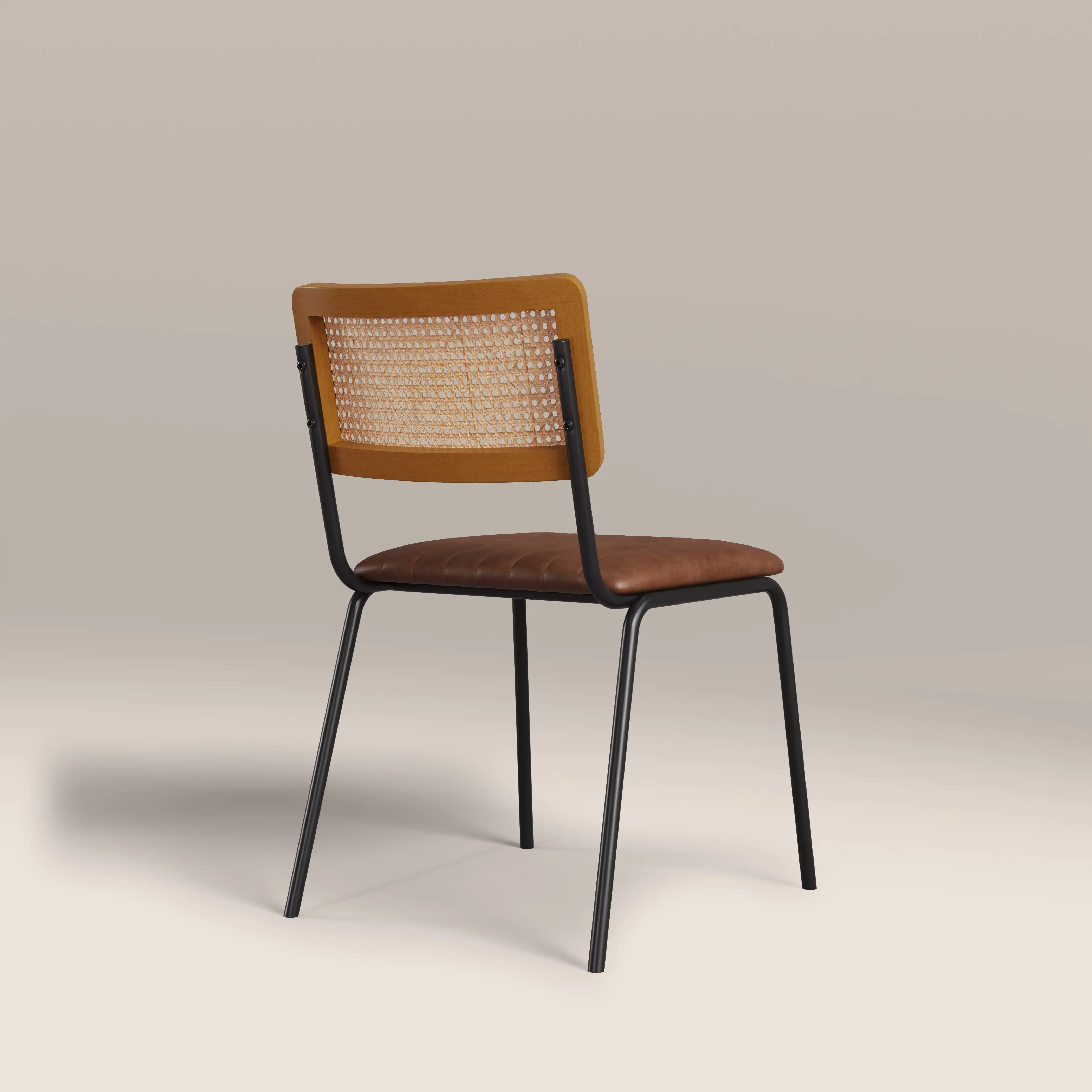 Willis Stackable Dining Chair | Vintage Tan Faux Leather & Black - Image 5
