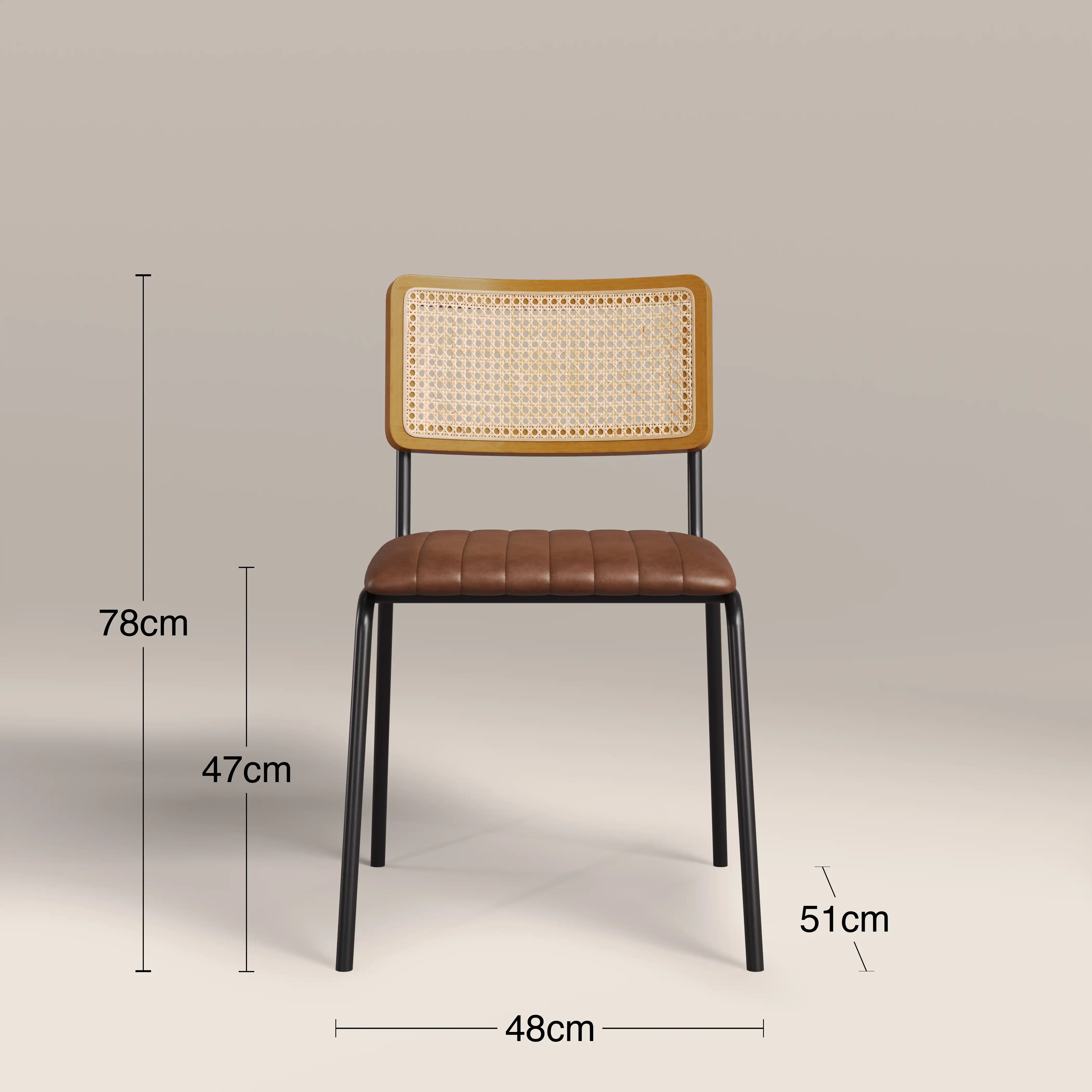 Willis Stackable Dining Chair | Vintage Tan Faux Leather & Black - Image 8